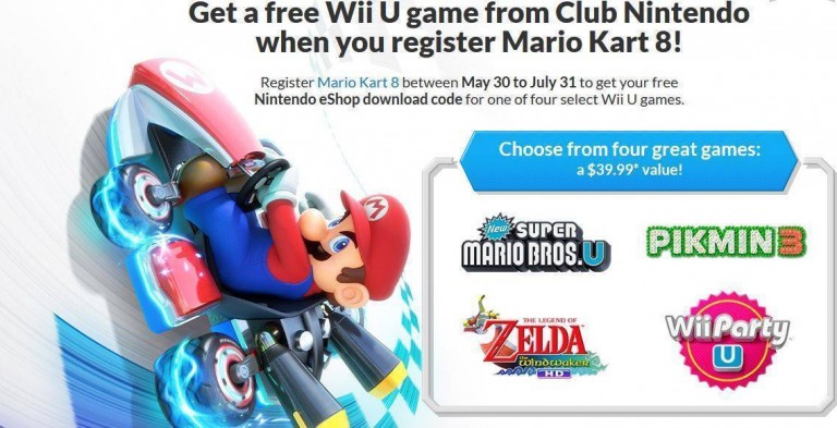 Recieve a Free Wii U Game If You Register “Mario Kart 8” on Club Nintendo